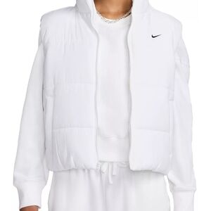 NWT Nike Womens Classic Puffer Vest Therma-fit Loose Fit White